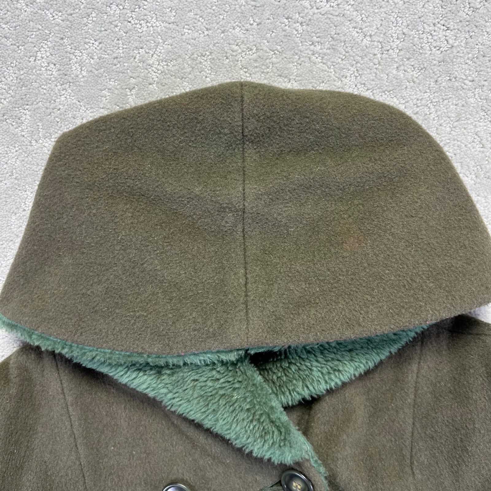 VINTAGE Schuster Camapile Jacket Womens 18 Fine Wool Camel Hair Hooded Coat 50s