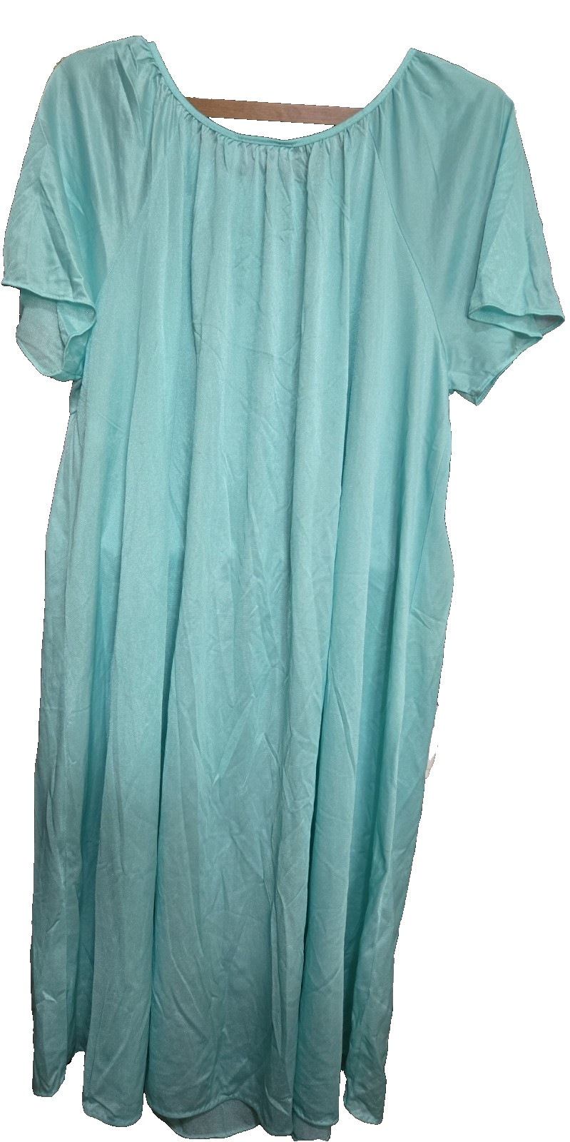 Vtg Sears Nightgown Carriage Court Soft 100% Nylon Aqua One Size Fits All