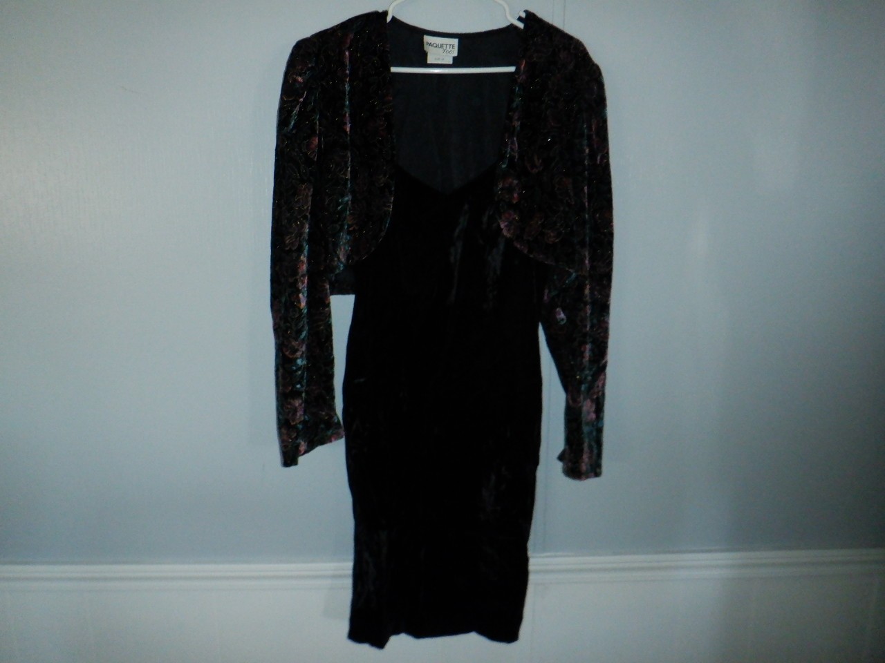 VINTAGE! Women&rsquo;s PAQUETTE TOO! Sz 16 Black Velvet Strapless Dress Bolero Jacket