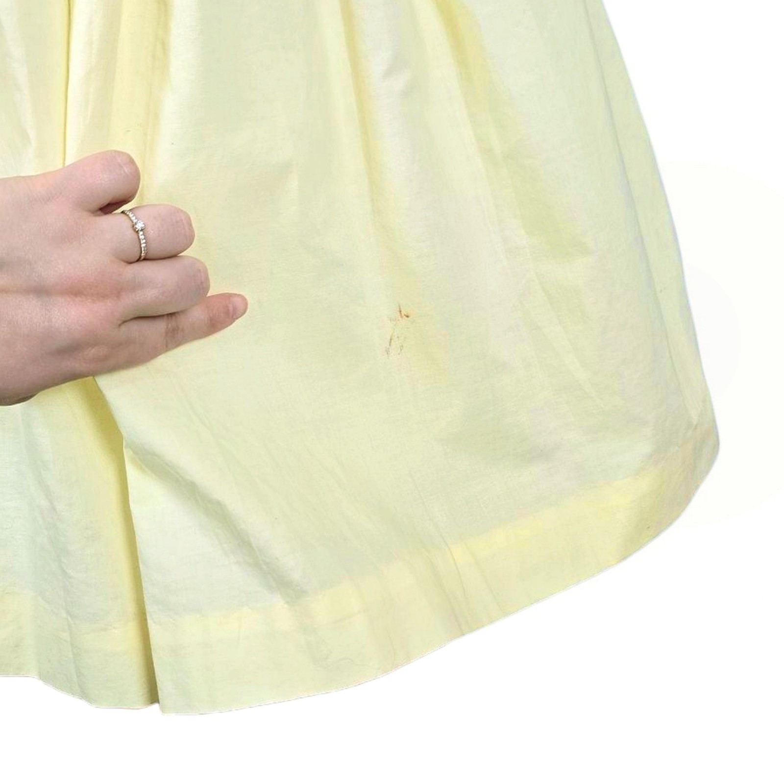 1950s Vintage Dress Belt Set 50s Summer Fit N Flare Cotton Yellow Embroidered XS