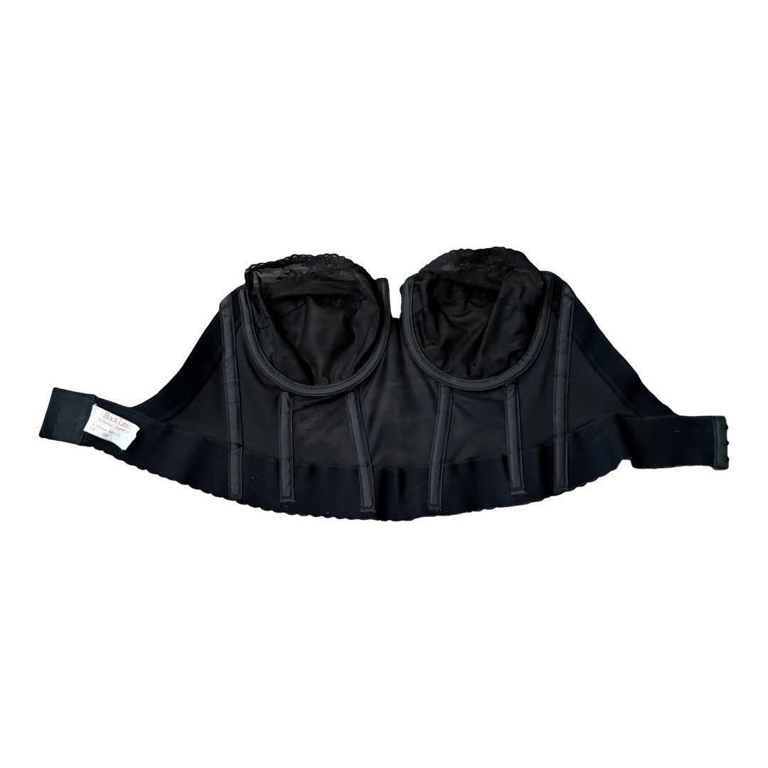 Backless by Young Smoothie Bra Corset Busier Black Lace Strapless Womens 34D