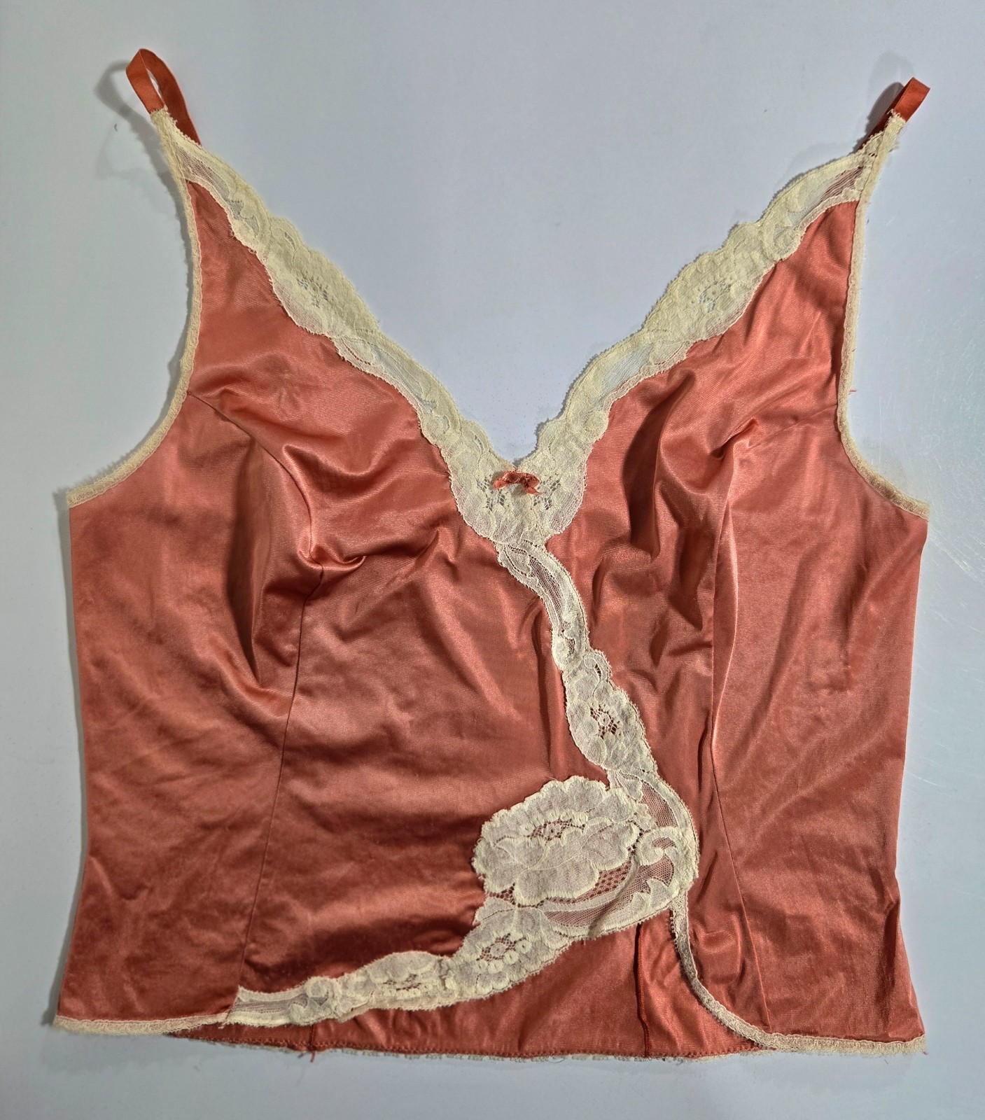 VTG Vassarette Camisole Size 34 Antron Nylon Lace Trim Copper Coquette Fairy