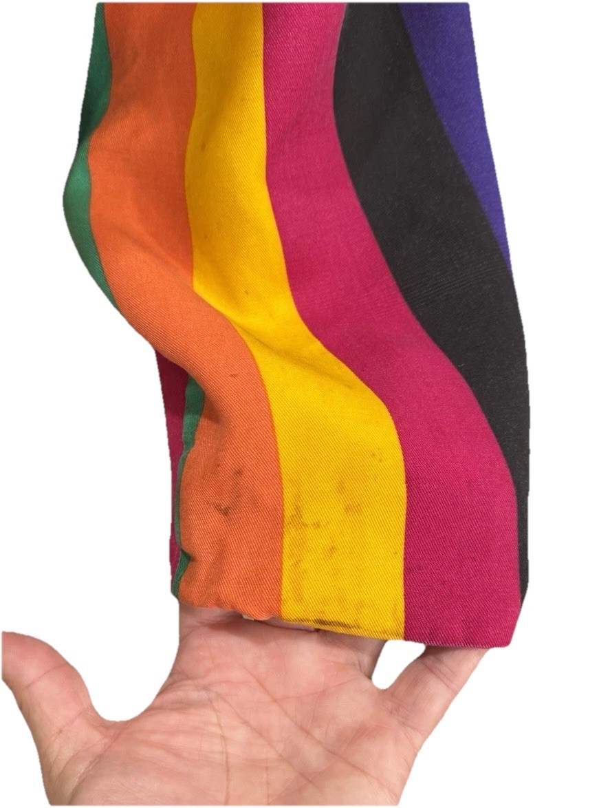 Vintage 80s Alex Tala Striped Rainbow Colourway Blazer Coat Size XL