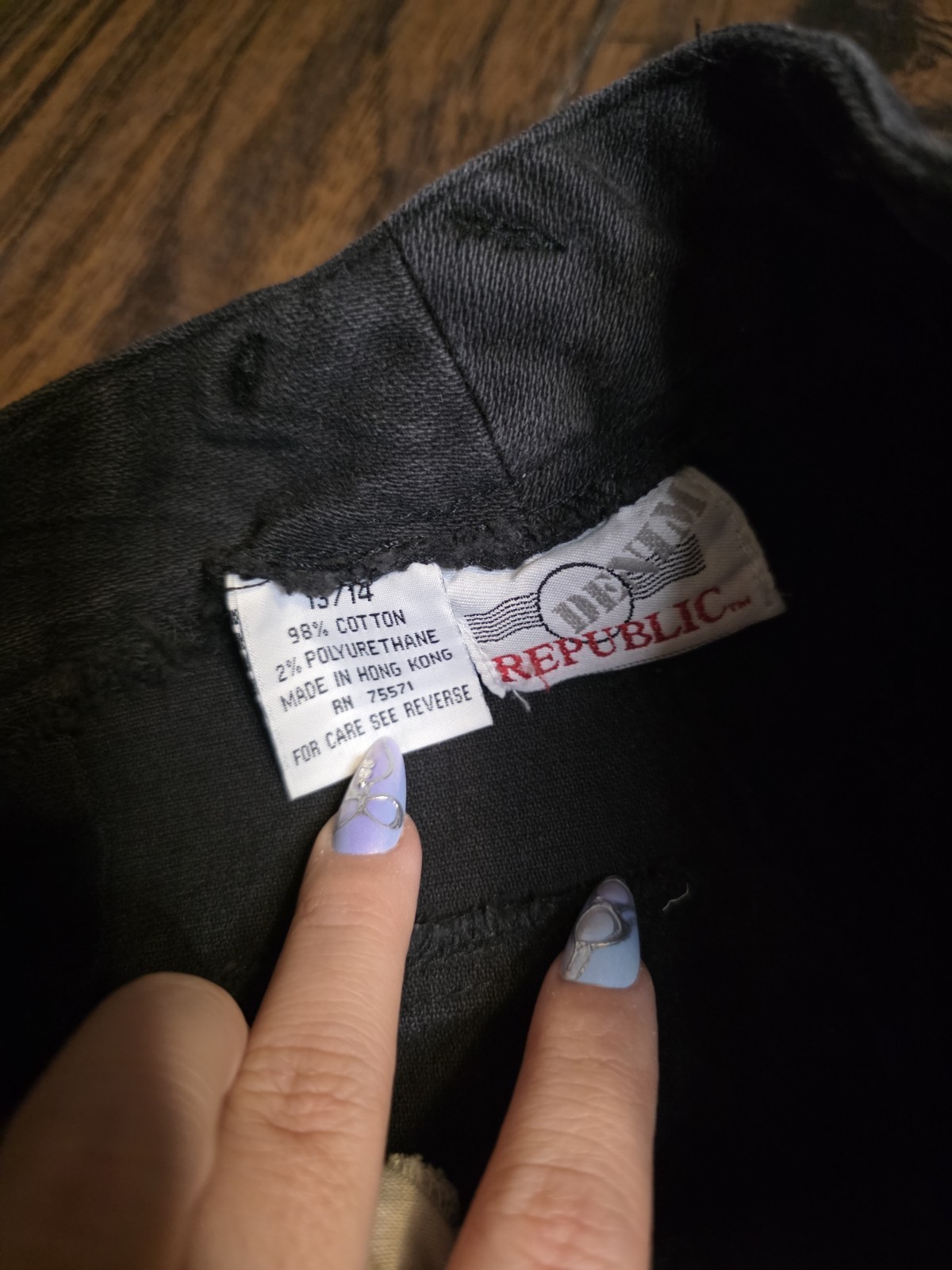 Vintage Denim Republic Black Denim Jeans Women&rsquo;s Size 13/14, Flat Lay 14 inches
