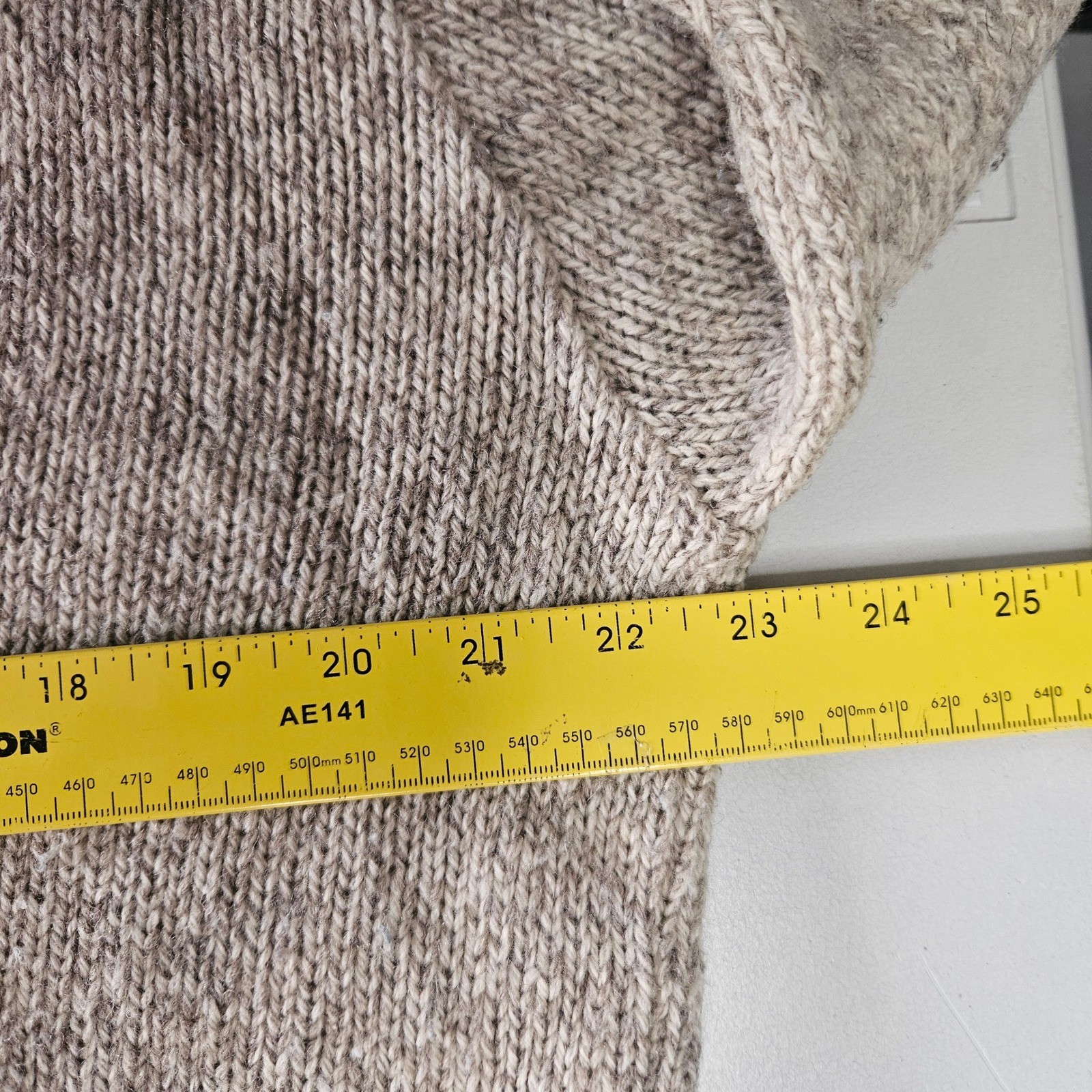 LL Bean Vintage Wool Shawl Collar Sweater Womens XL Oatmeal Tan USA 4669