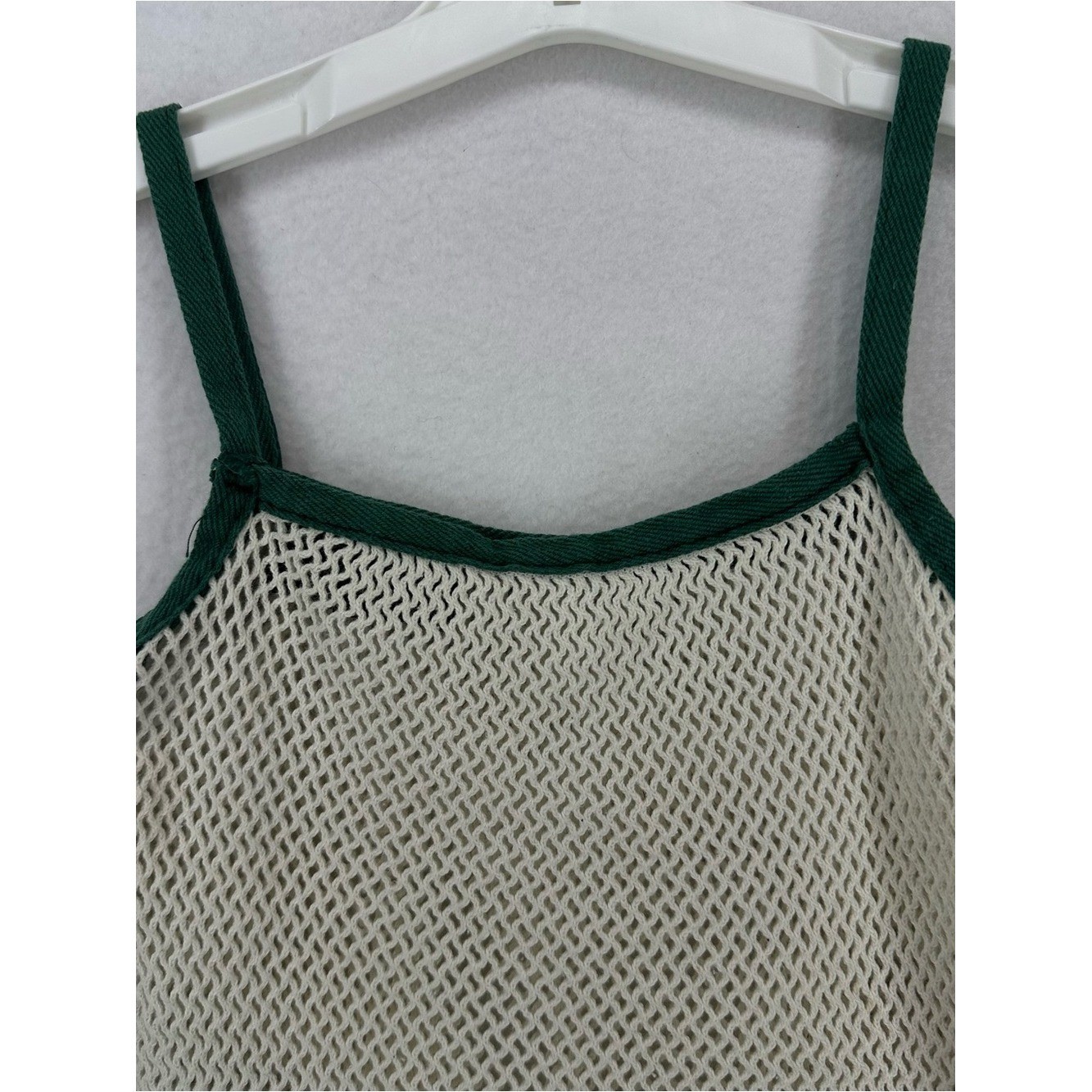 Sav A Sac Vintage Mesh Knit Tank Top Women&rsquo;s Small Cream Green Boho Cami