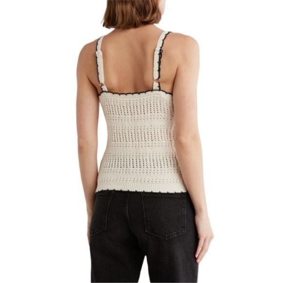 Boho Romance, Cottagecore Vintage Crochet Democracy Tipped Sweater Tank Sz Large