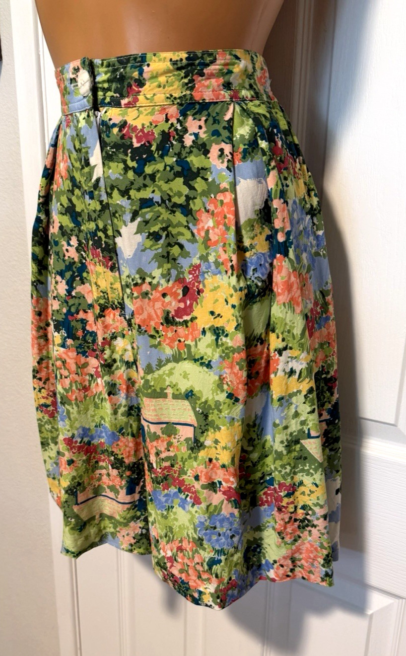 VTG 80&rsquo;S CAROL ANDERSON COLLECTION COTTAGE FLORAL SKORT SKIRT SHORTS SZ M