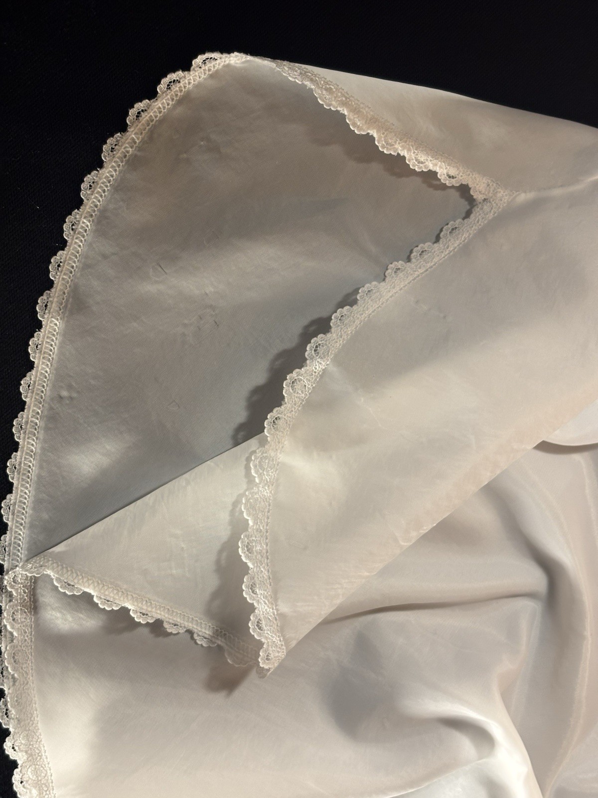 Vtg SATIN THIN TISSUE SHEER MINI SLIP SKIRT Oily Wet thin LINGERIE OFFICE SISSY