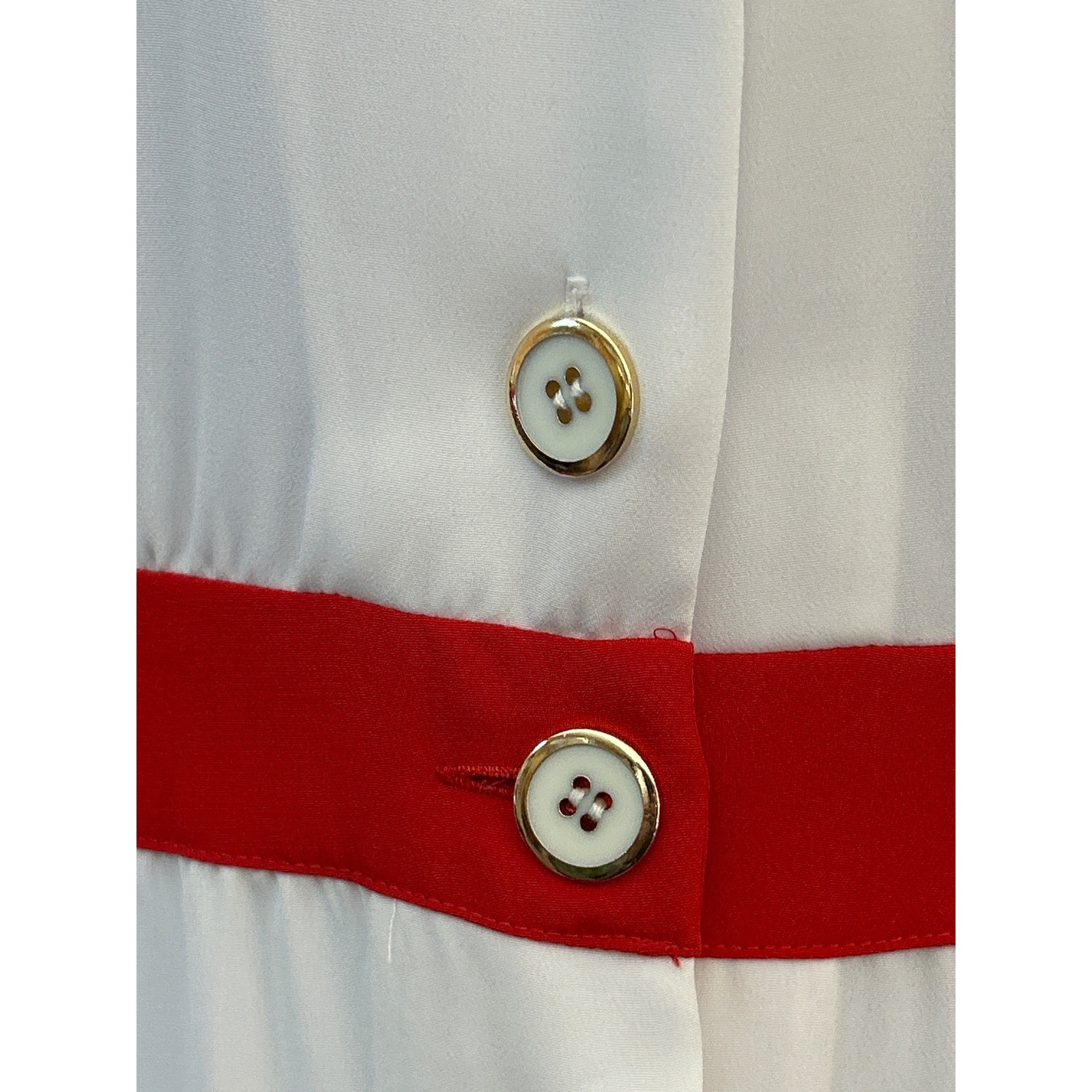 Vintage Billy Jack Apparel White Red Colorblock Button Maxi Shirt Dress 11/12