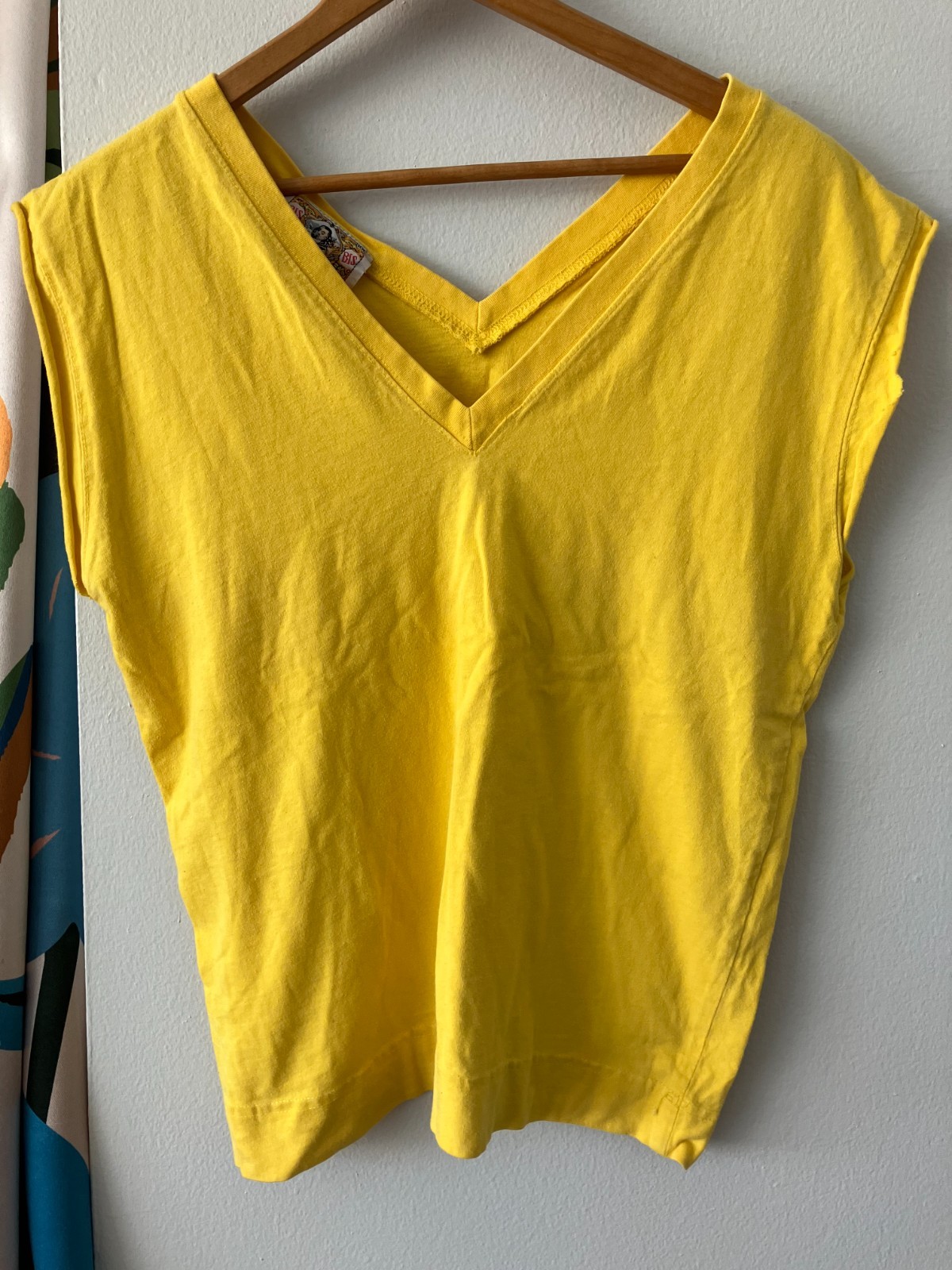 Vintage 90s Bis by Gene Ewing California Wash Yellow V-Neck Tank Top L