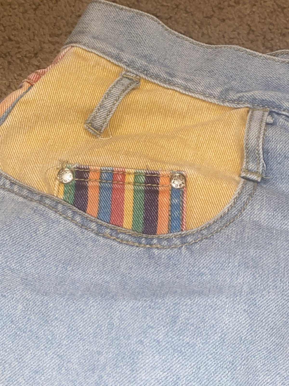 Women’s Vtg Color Block 80’s 90’s Shorts Stripes Size 14 Colorful Pride Rainbow