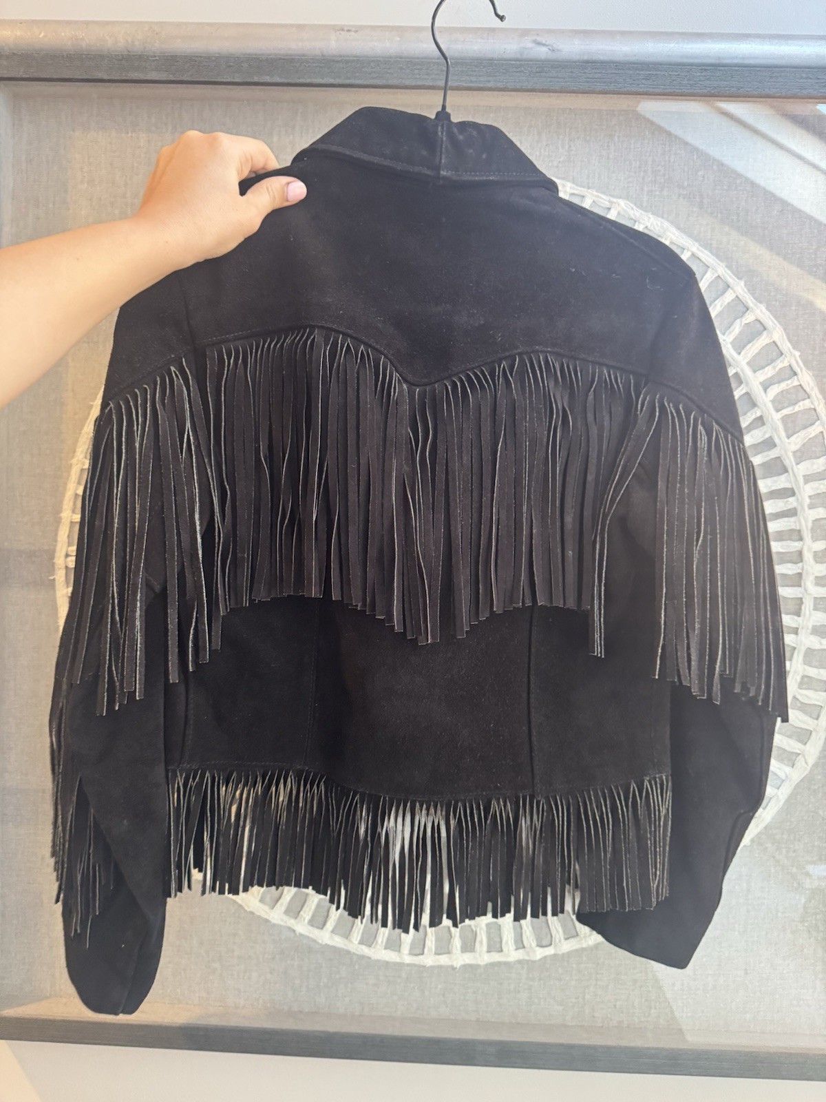 Kenny Rogers Leather Collection Schott Women&rsquo;s Black Suede Fringe Western Jacket