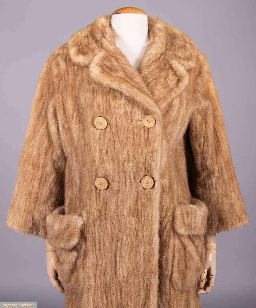 Hattie Carnegie 60s Mink Coat, Penny Lane Fur, Mid Century Mod Designer Jacket