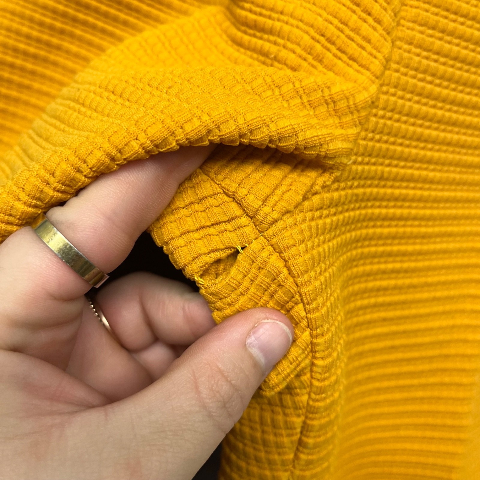 60&rsquo;s Leisure Pant Set Womens S Marigold Yellow Textured Dacron Polyester 70&rsquo;s