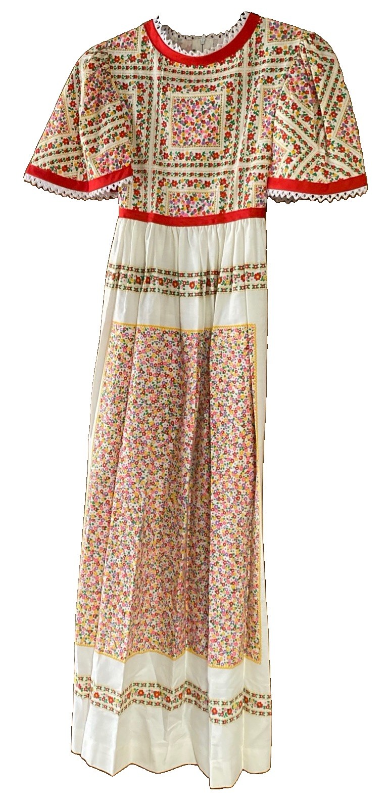 Vintage JCPenney Prairie Revival Cottage Floral Dress Hippie Boho Sz 12 Sm/Med