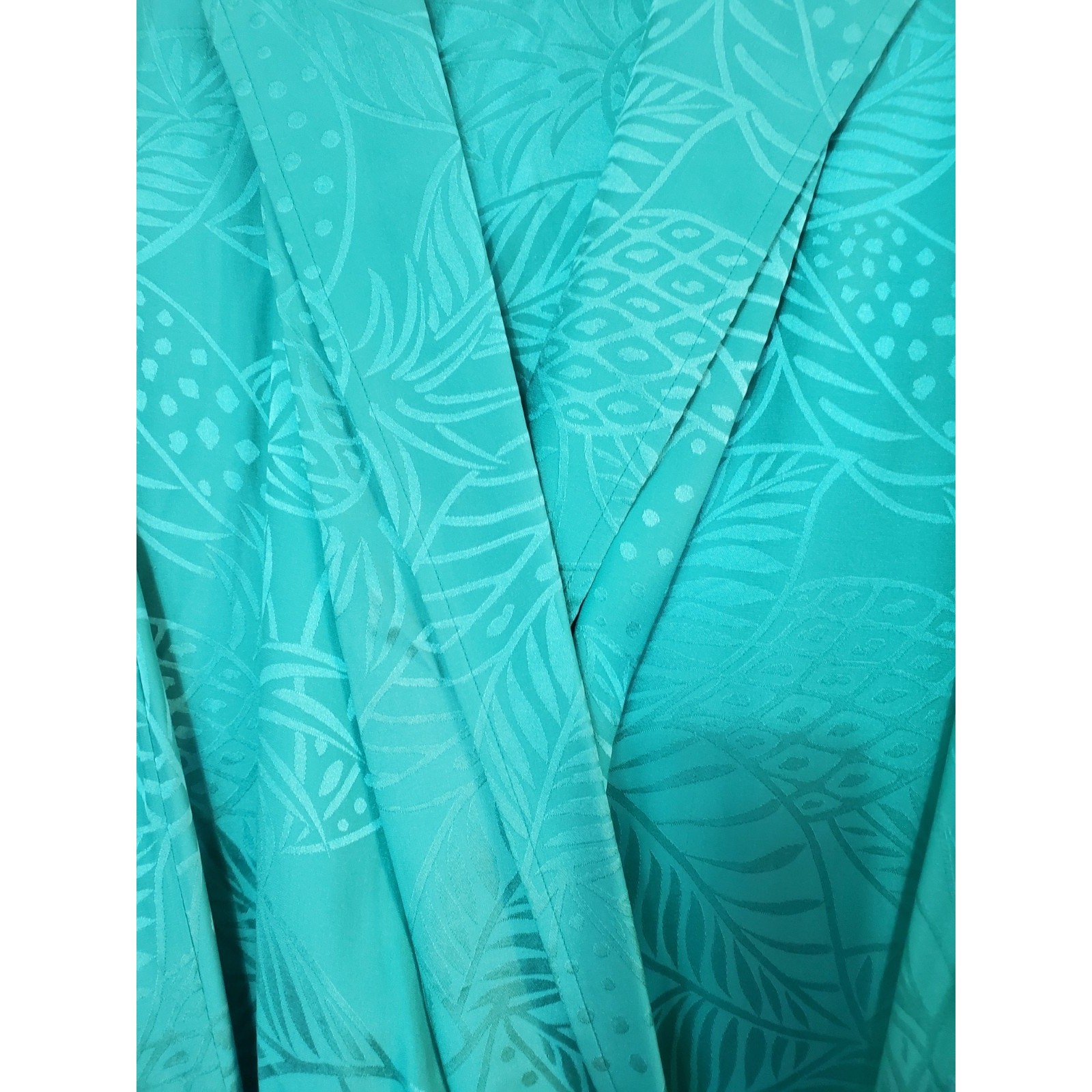 Vintage Dynasty Green 100% Silk Blouson Tie Waist Satin Retro Mini Dress, Size 8