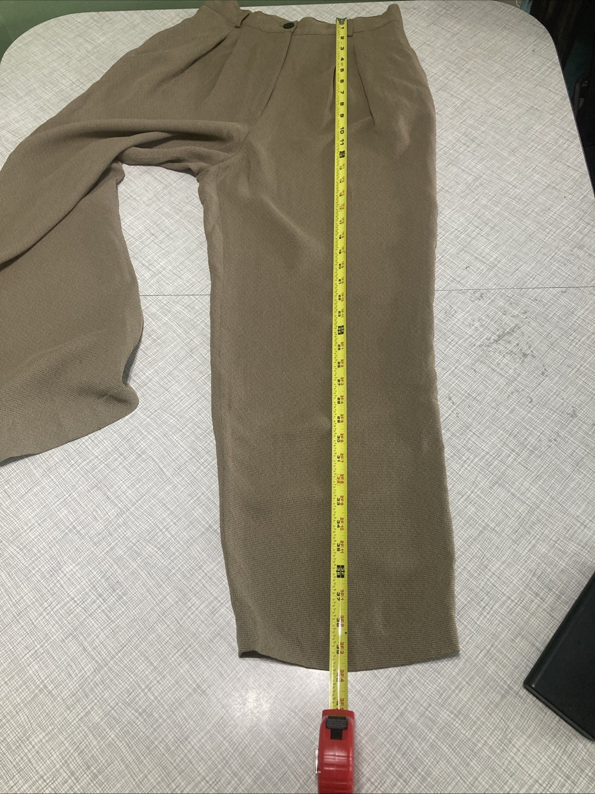 Vtg 90s Rena Rowan Saville Pleated Dress Pants Sz 10 Tan Rayon Acetate GUC