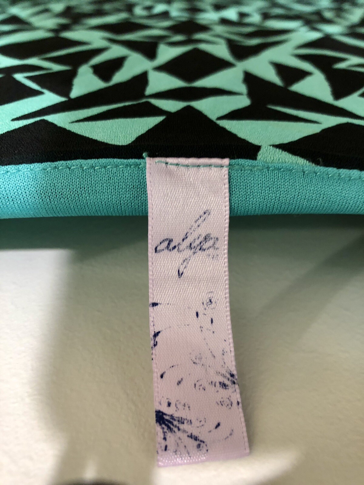 Alyce Funky 1980’s Geometric Print Dress Seafoam Green N Black Sz M 20.5×34
