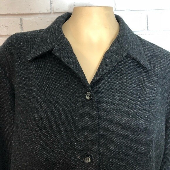 T. Garment Charcoal Grey Textured Button Front Tunic Jacket with Fringe Hem