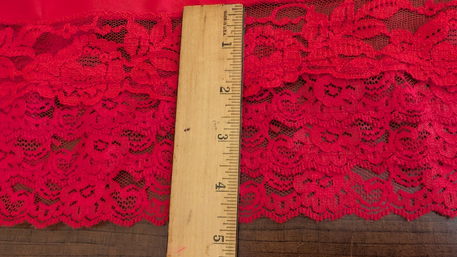 Vtg Nancy King RED Nylon/Lace Full Slip/Dress Privacy Panel Adj Straps Size 36