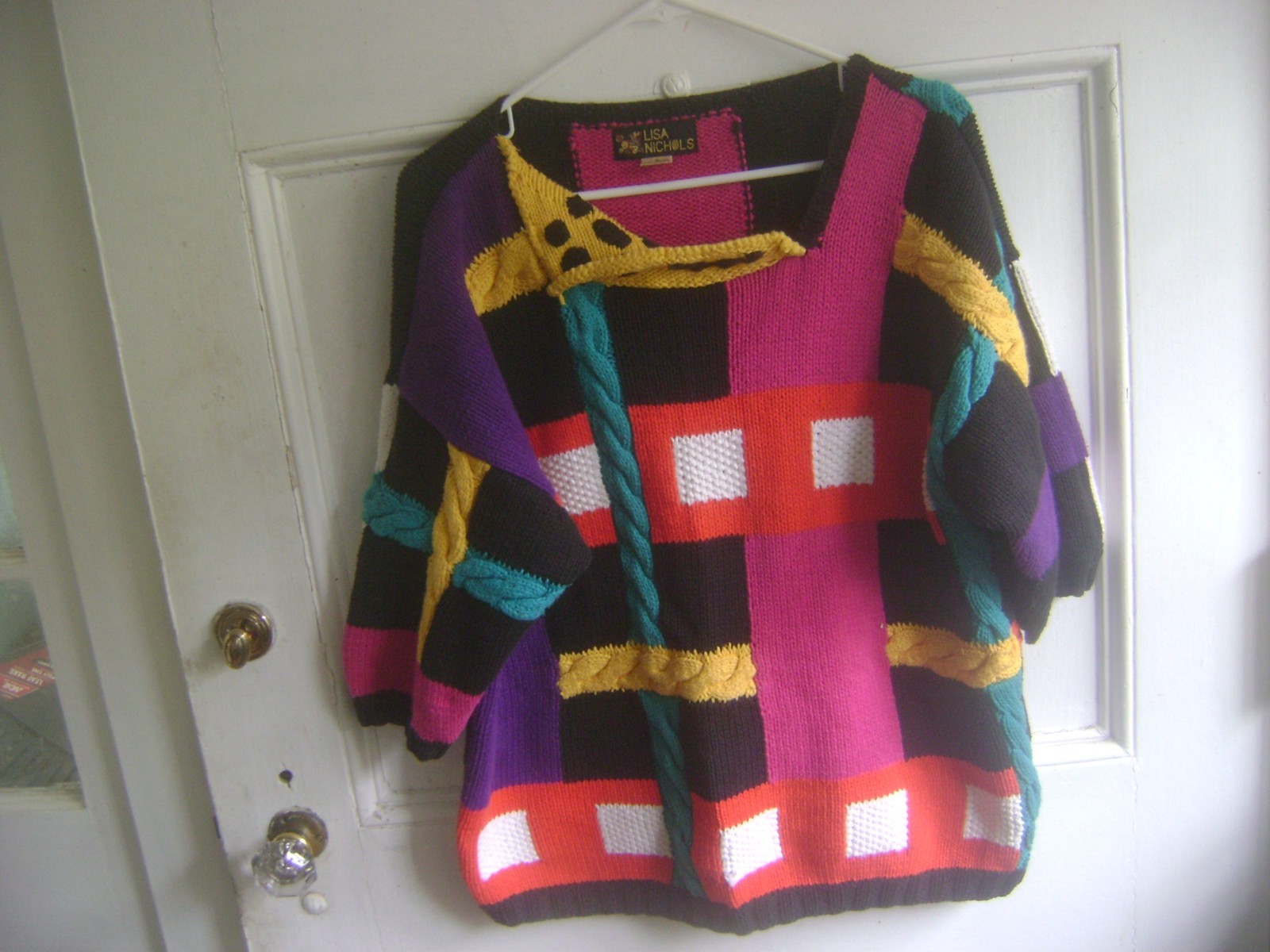 VINTAGE LISA NICHOLS 2 CHEST:25&Prime; COTTON KNIT SWEATER RN#80247 MADE IN HONG KONG