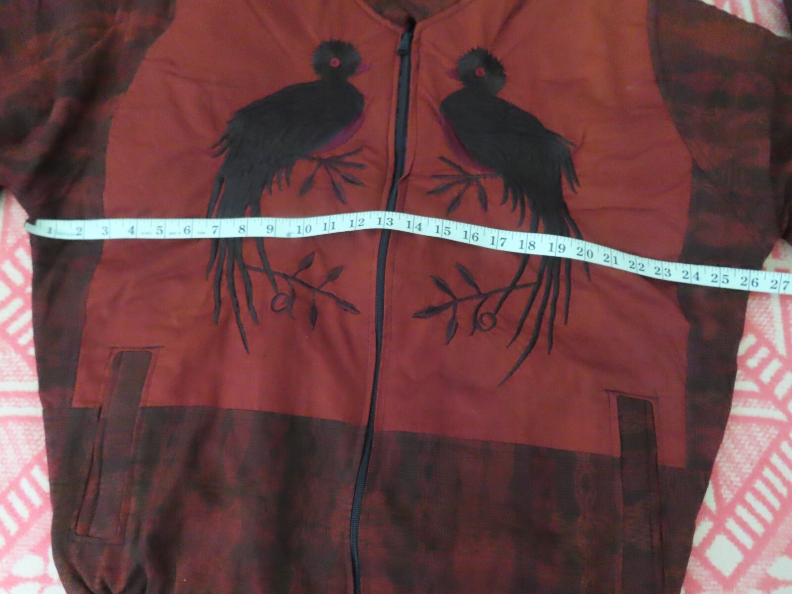 Womens Vintage Guatemalan Jacket Embroidered Birds art to wear L
