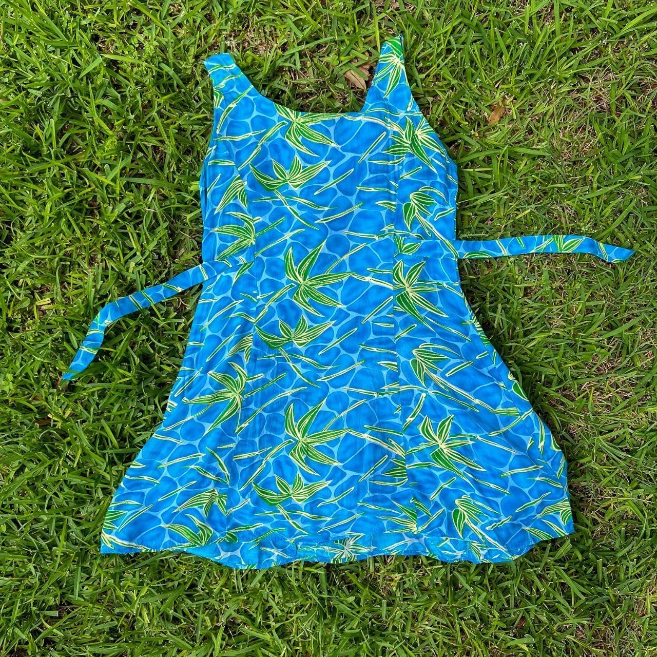 BINDI | Vintage 1990s Summer Rayon Tropical Poolside Mini Dress w Tie Waist