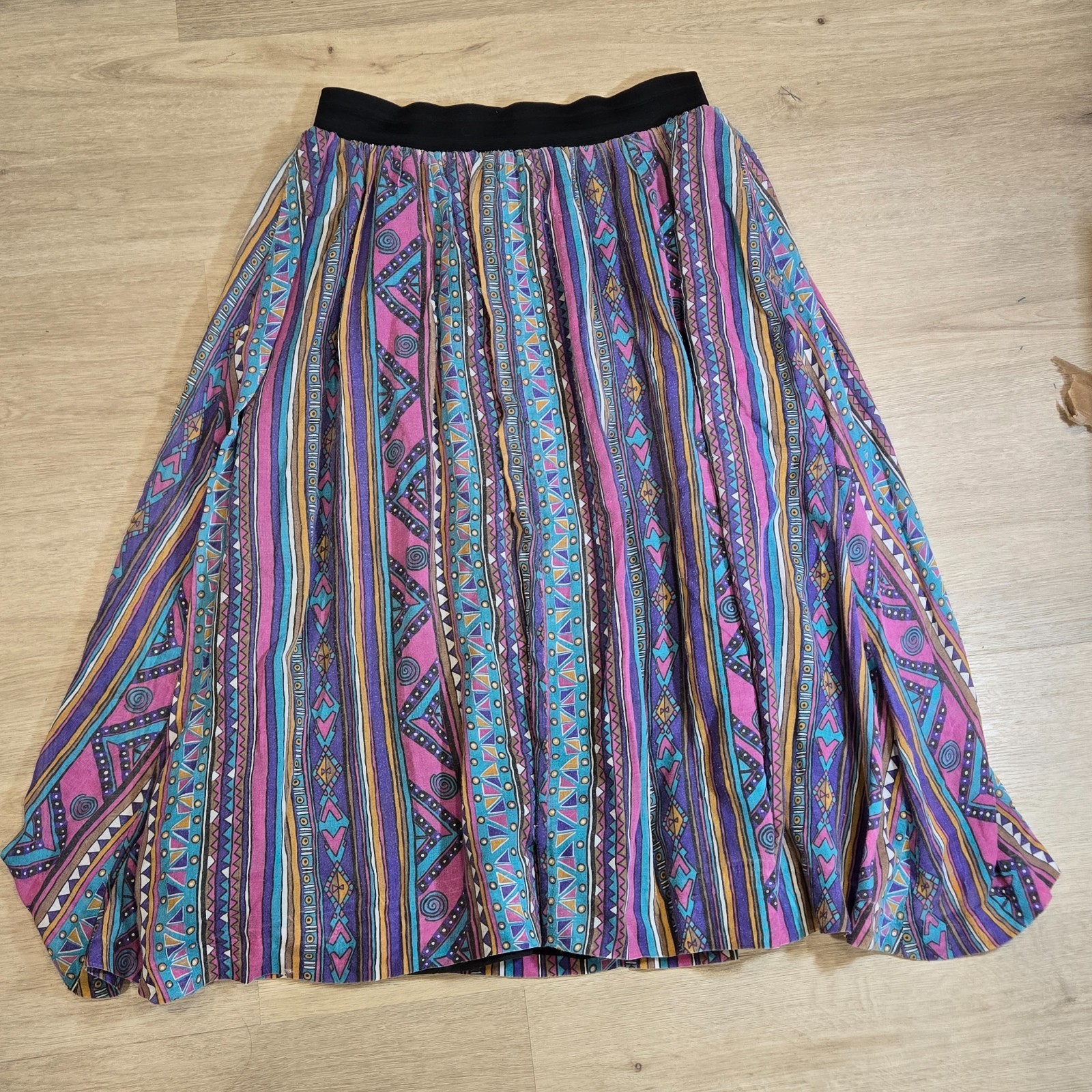 Vintage 80s Tailor Sport Memphis Design Hippie Womens Skirt L Grandma Coogi