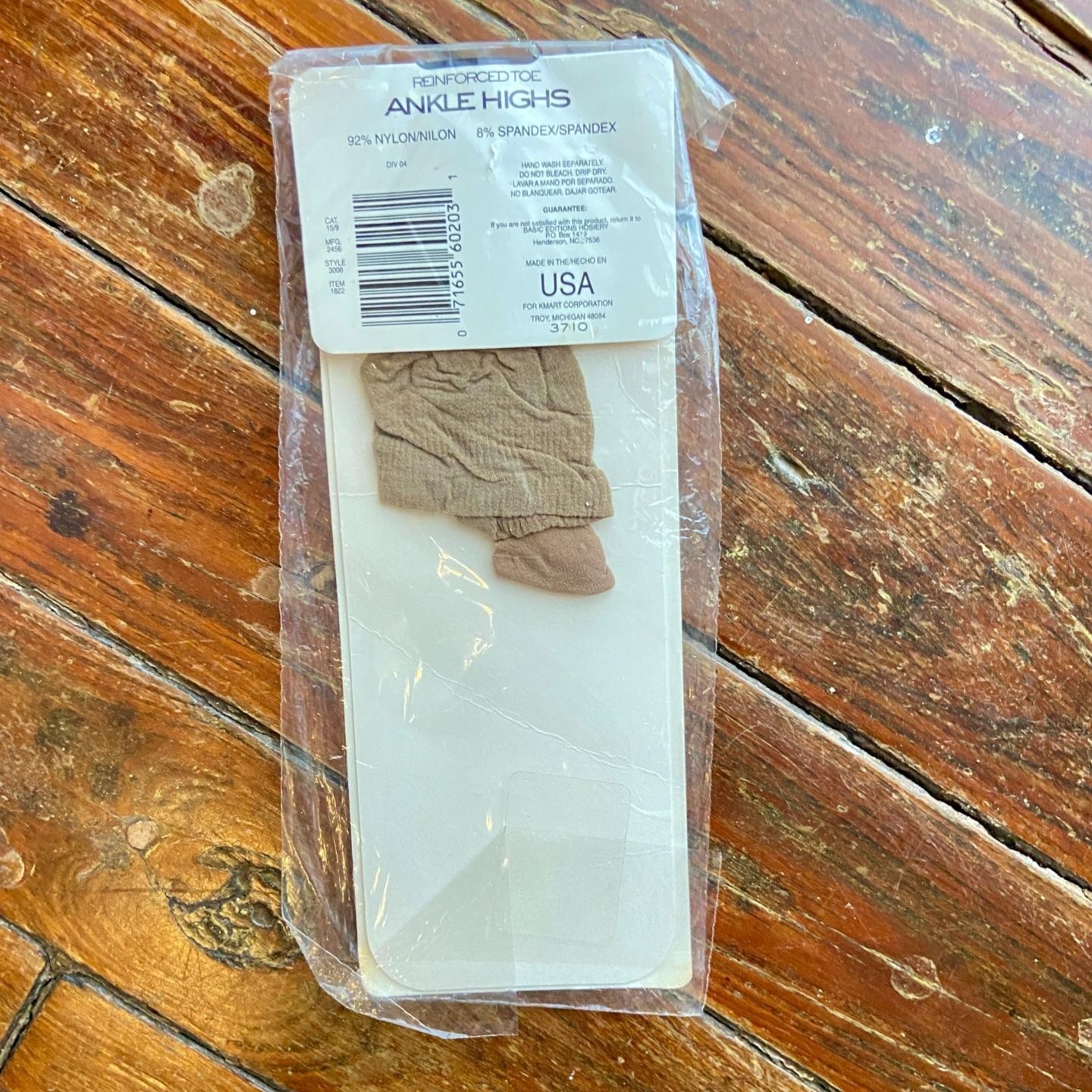 New Kmart Basic Editions Ankle Highs Stockings Reinforced Toe Nude USA NOS