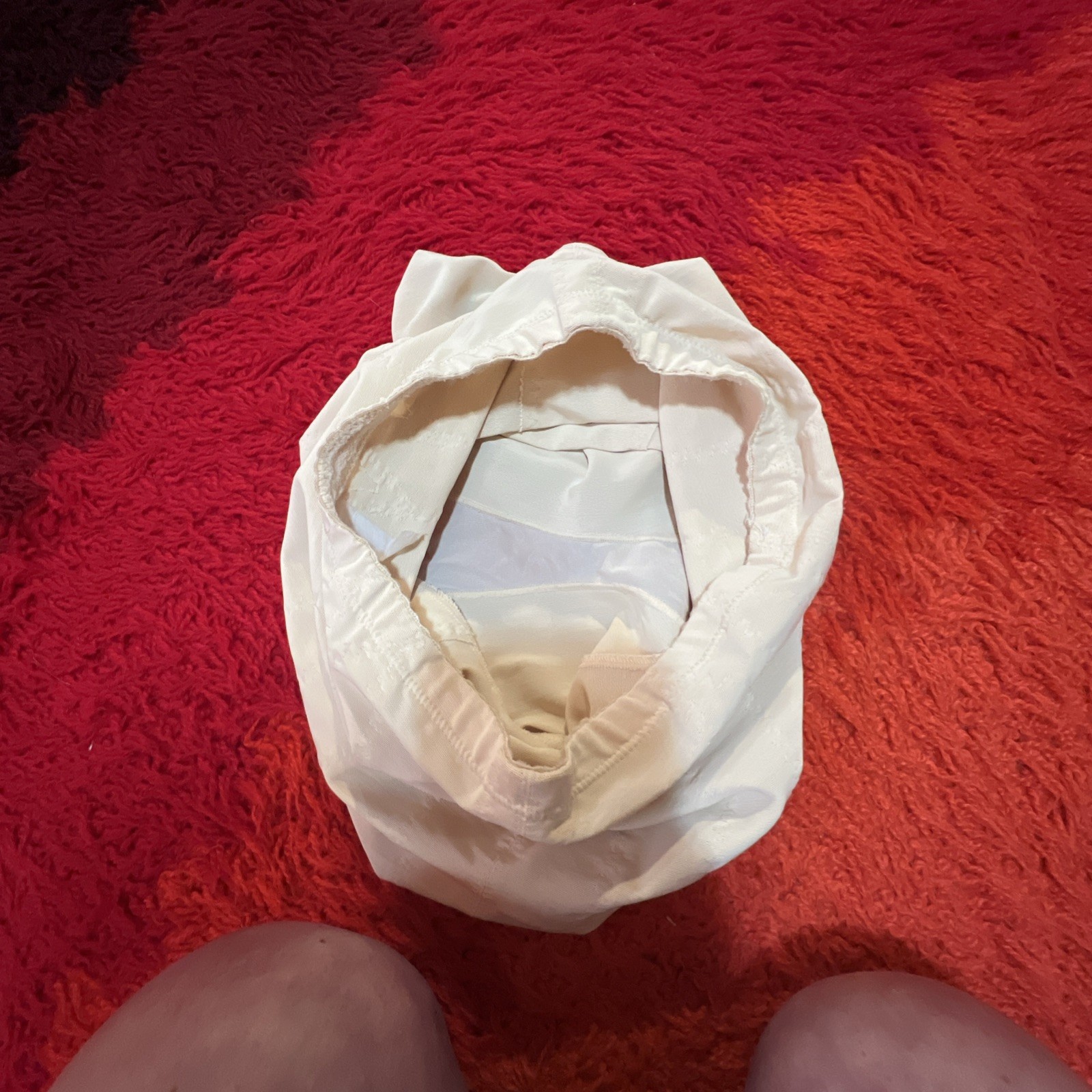 Vtg Beige Pettipants Girdle Control Top USA Large Garter Hooks Firm Shaper