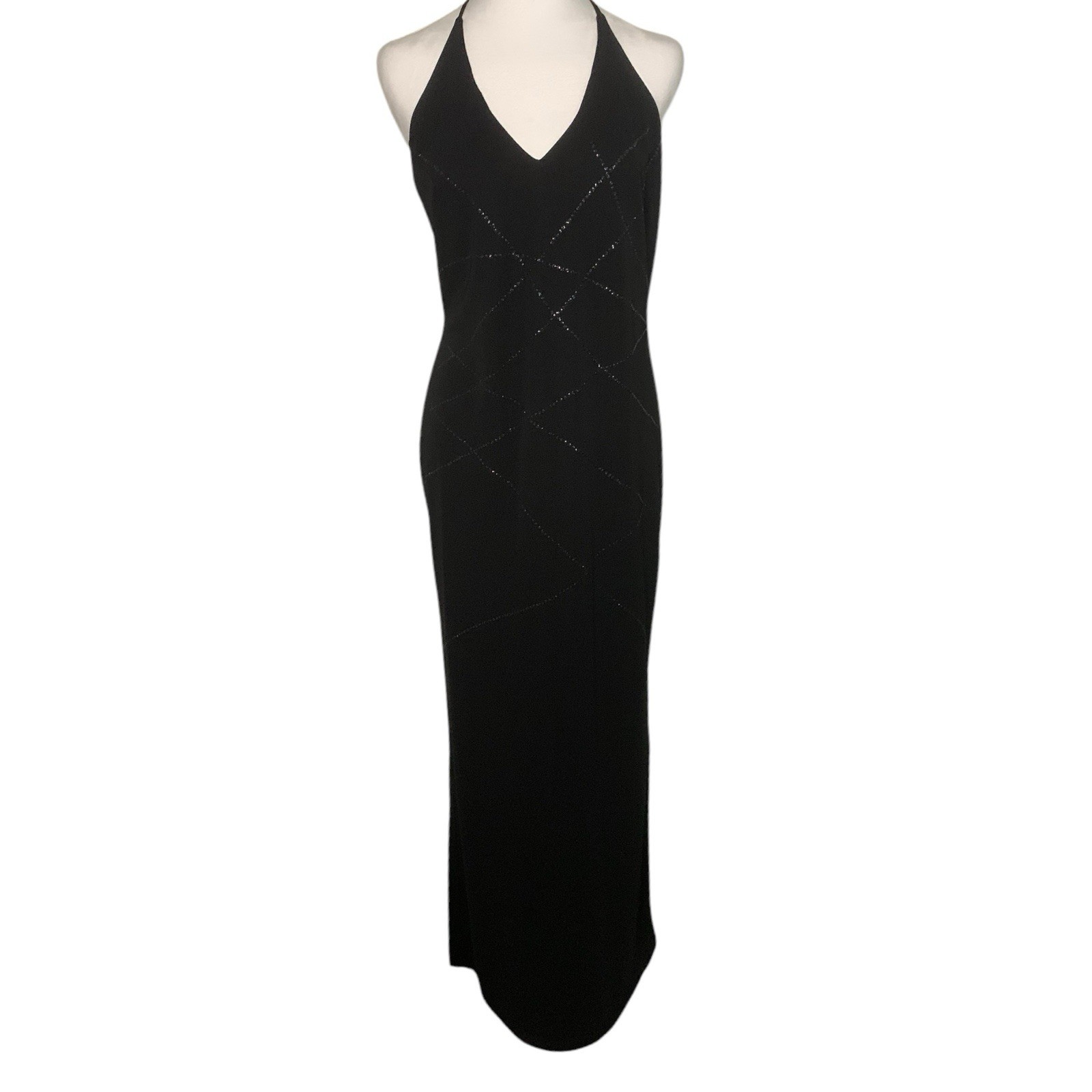 Vintage Rampage Dress Y2K 90s Sexy Halter Strappy Back Prom Homecoming Goth Vamp