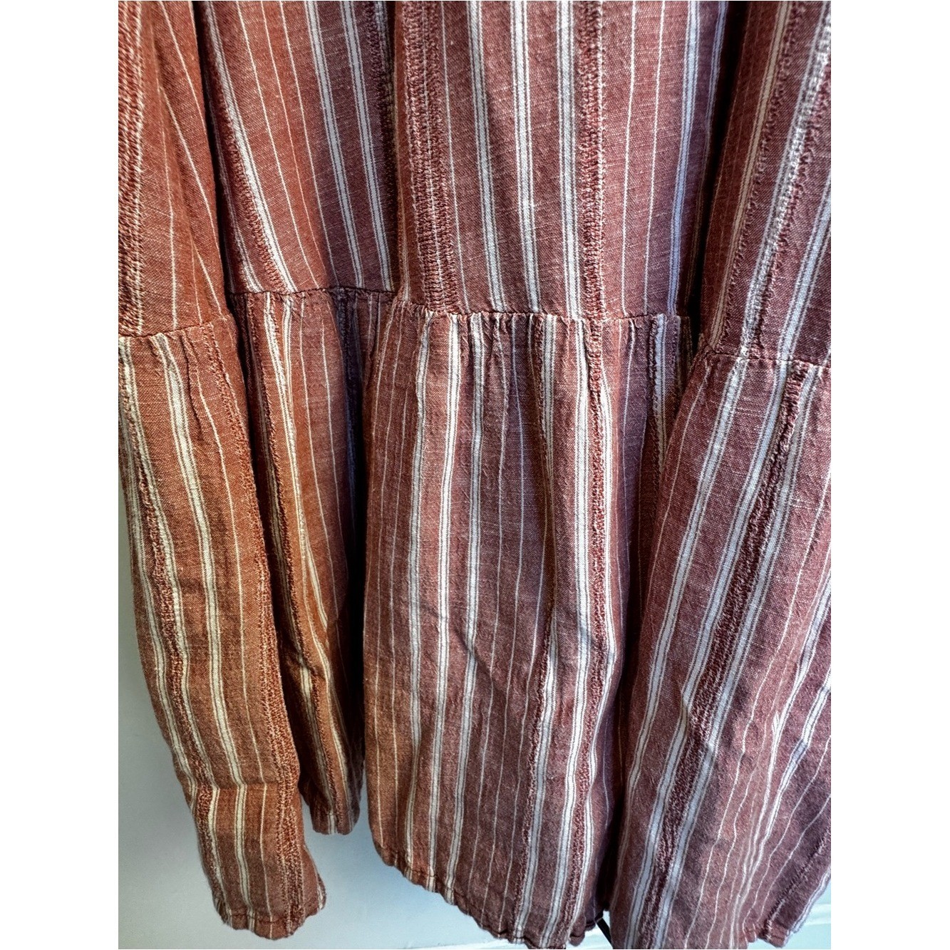 Old Navy Rust Striped Linen Blend Maxi Dress Medium Boho Cottagecore Summer