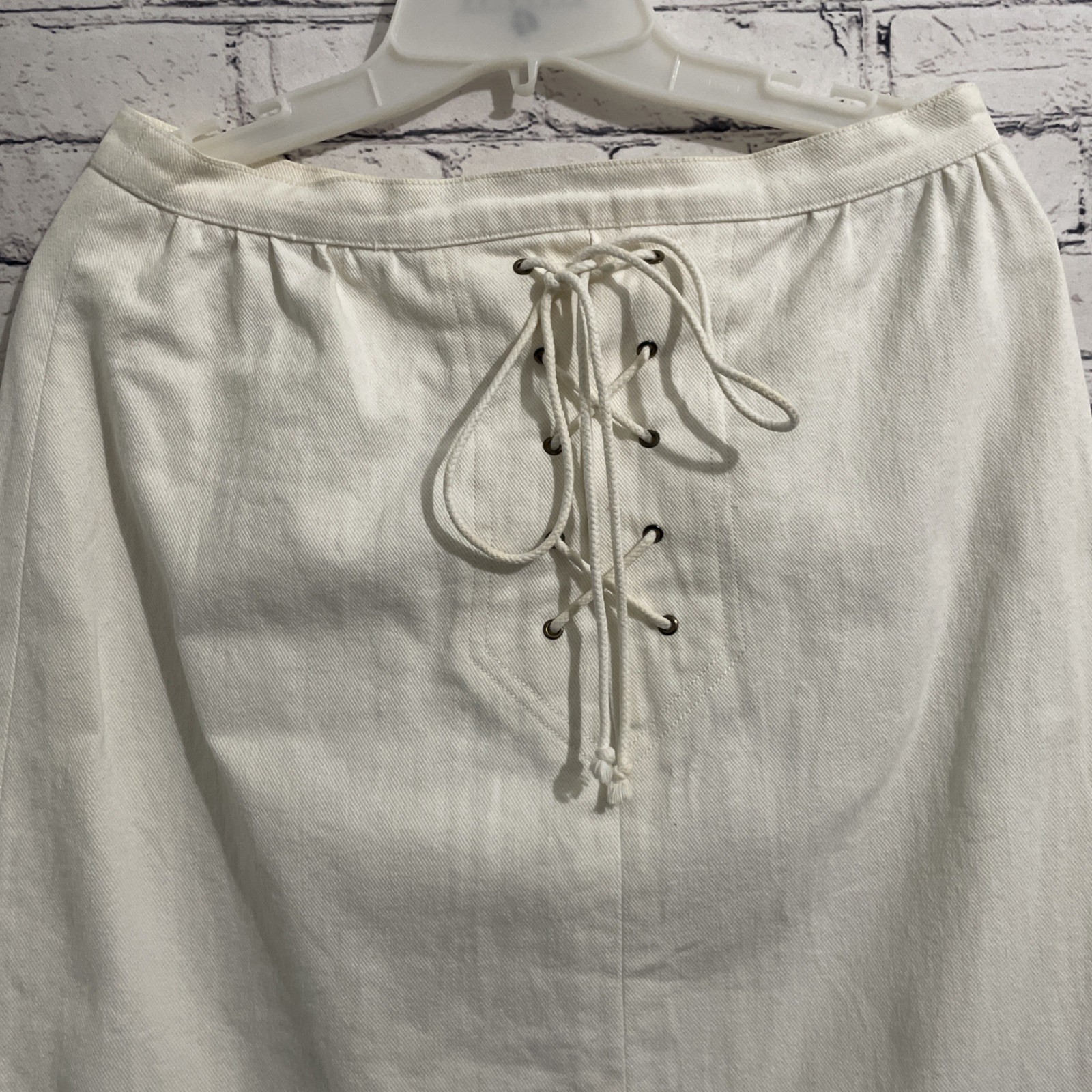 CELINE Vintage Macadam Gold Button 1980’s Cream Skirt Lace Up Stunning MCM