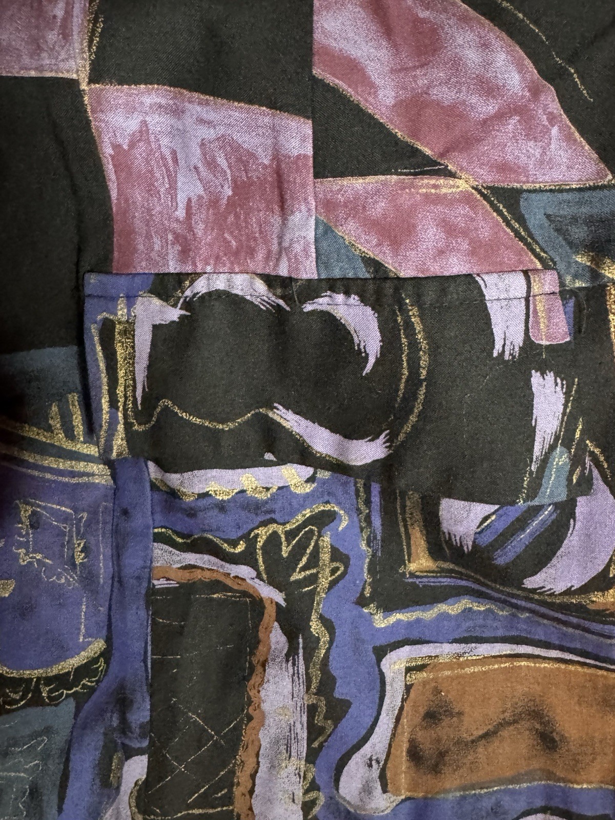 Jeffrey & Dara Vintage Purple Multicolored Geometric Two Piece Shirt Set Size 14