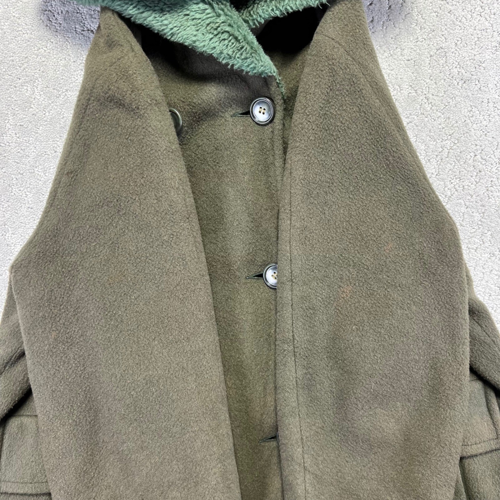 VINTAGE Schuster Camapile Jacket Womens 18 Fine Wool Camel Hair Hooded Coat 50s