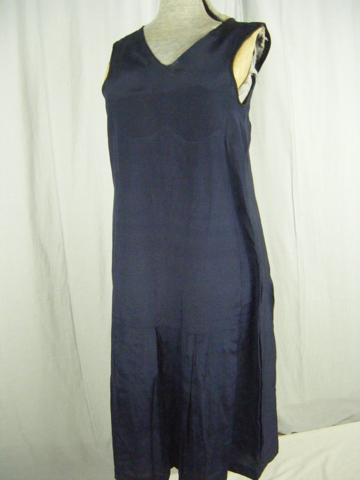 Antique 1927 Navy Blue Chiffon Silk Flapper Dress & note 3 pcs-Bust 38/2XS-XS