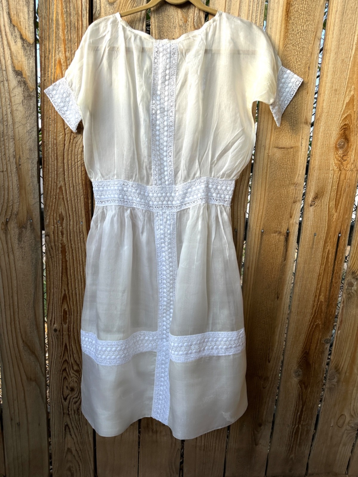Edwardian Tea Dress Antique Silk Organza with Lace Rare Vintage