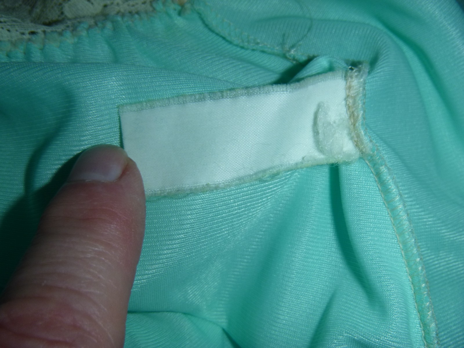 Vtg 60s Olga Sleeping Pretty Nightgown Aqua Double Layer Nylon Chiffon Sz M