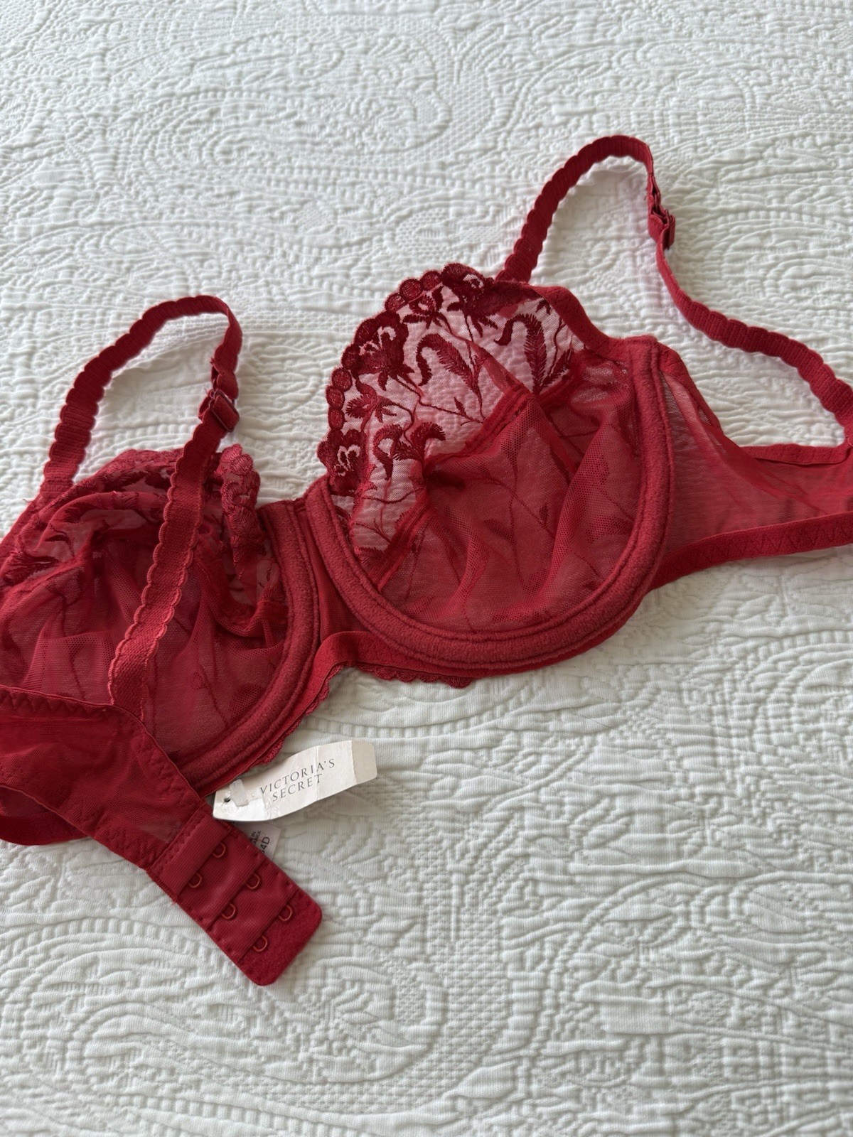 NWT NOS Vtg 2001 Victorias Secret 34D Angels Embroidered Balconet Bra CHRISTMAS
