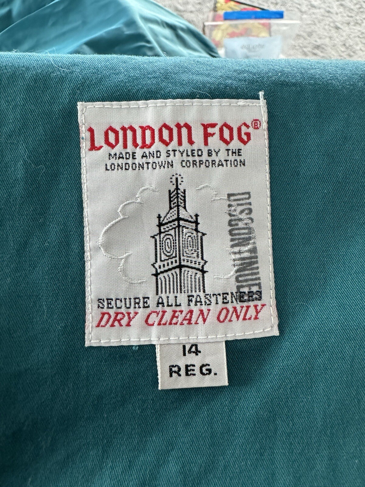 VTG London Fog All-Weather Trench Coat Women&rsquo;s Sz 14 Classic Teal w/Wool Lining