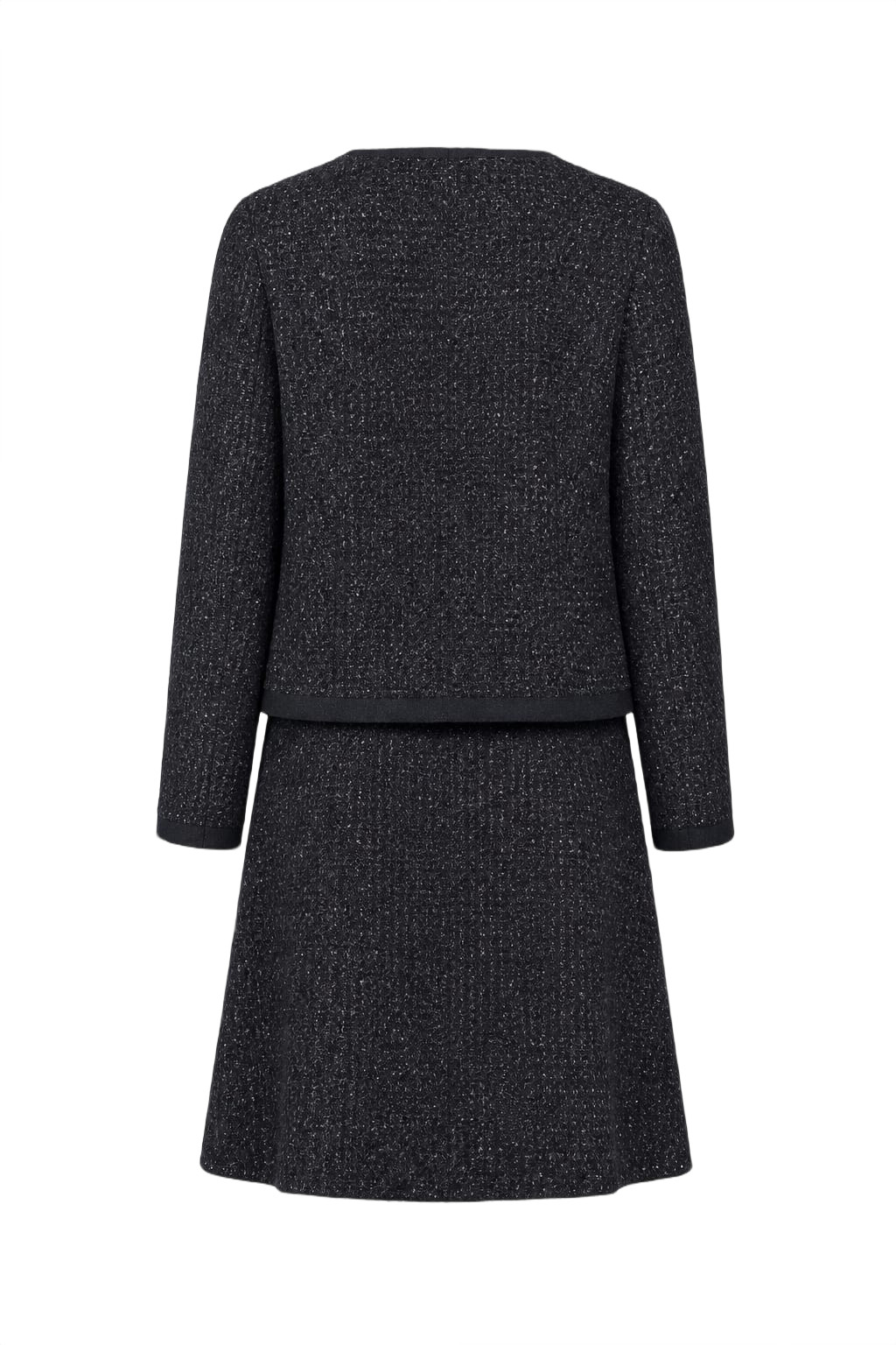 1990s Black Tweed Skirt Suit Set Supermodel Style Size M