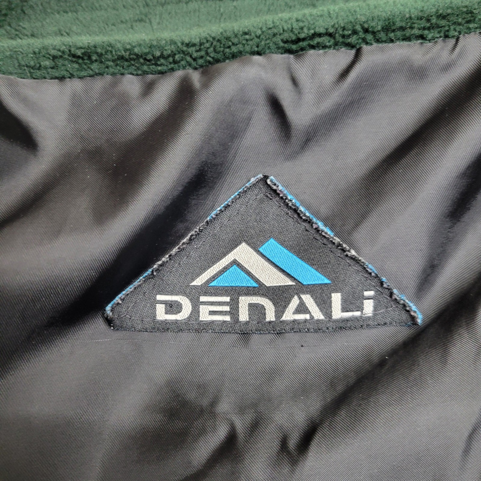 DENALI Fleece Jacket Full Zip Green Geometric Mountain Trees Nature Size Large