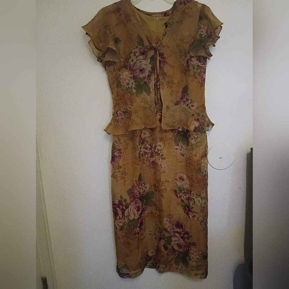 VTG Miss Dorby Floral Midi Dress With Vest Sz 8