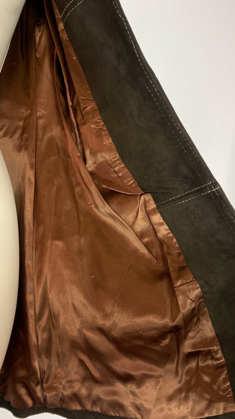 Vintage 1970s dark brown suede jacket JOSEPH MAGNIN XS genuine leather boho