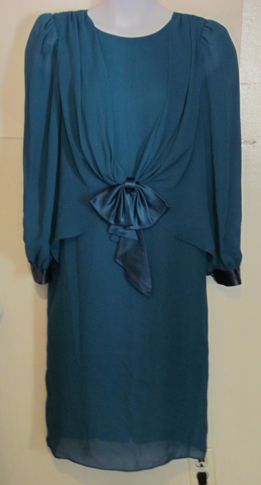 Vintage After Dark green blue teal dress Size 9-10 j144