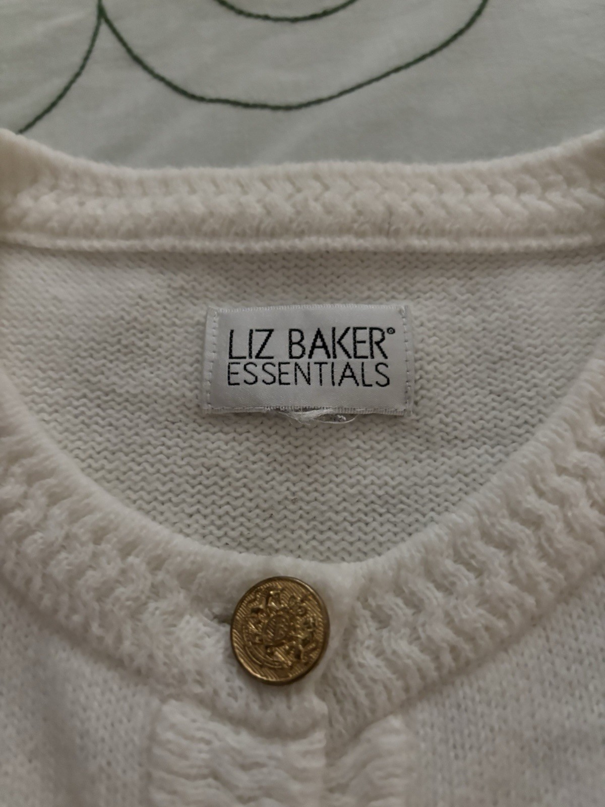 Liz Baker Essentials Vintage Ivory Cardigan Vintage Brass Buttons Cottage Core