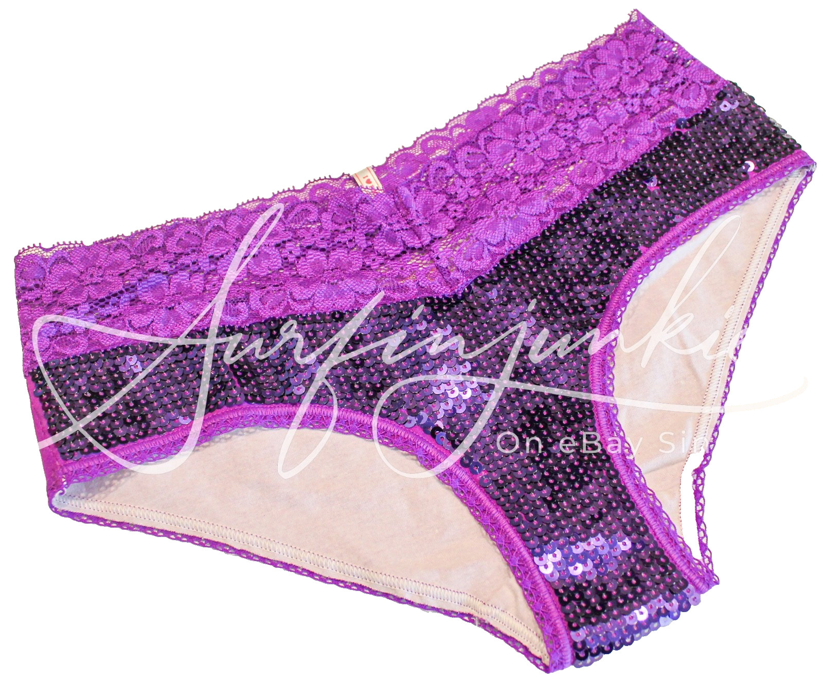 Victoria&rsquo;s Secret Vintage Panties Panty Ex Small Low Rise Hipster Purple Sequin