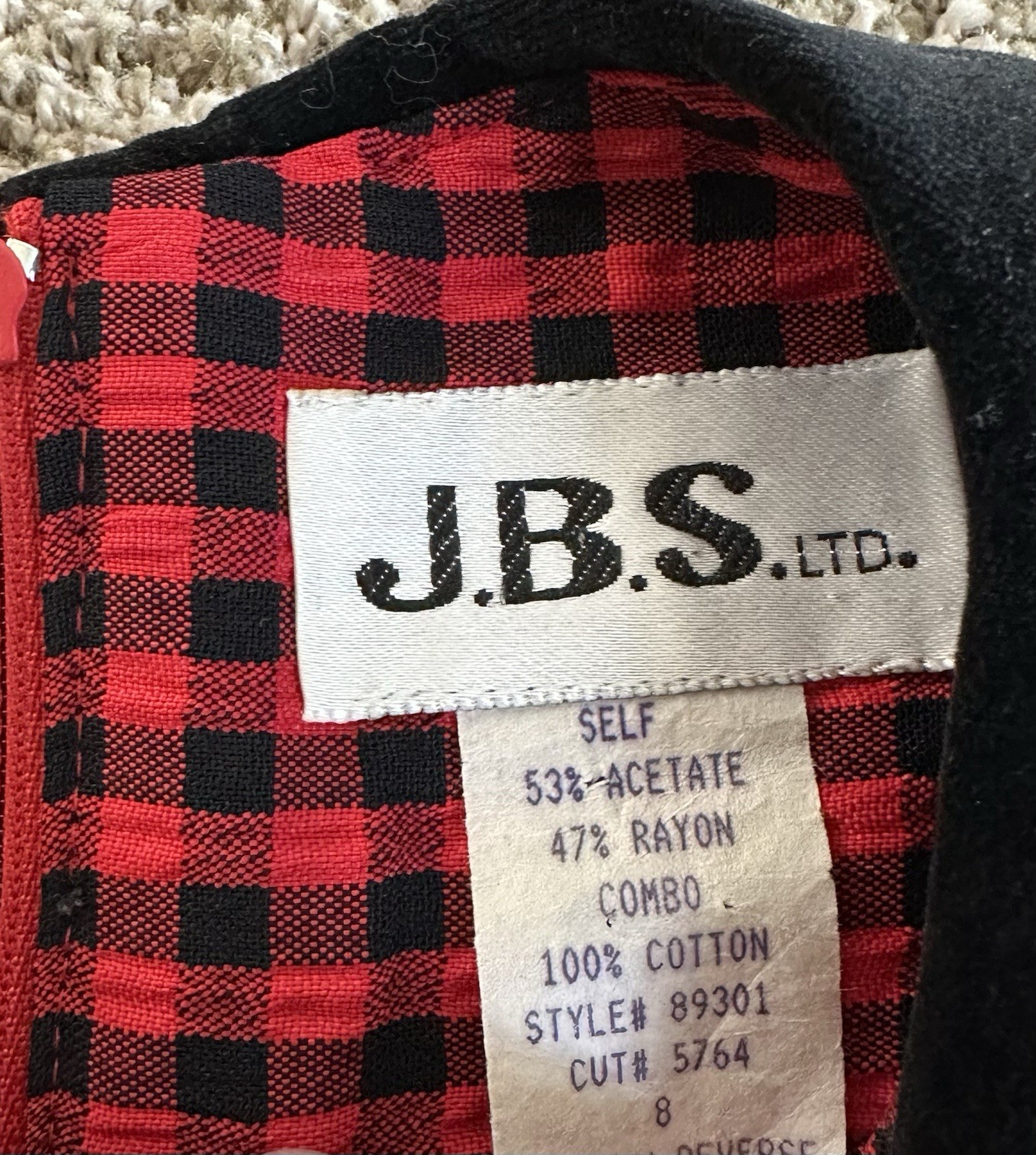 Vintage 90s Gingham Cottagecore Teacher Dress Womens Size 8 J.B.S Plaid Gingham