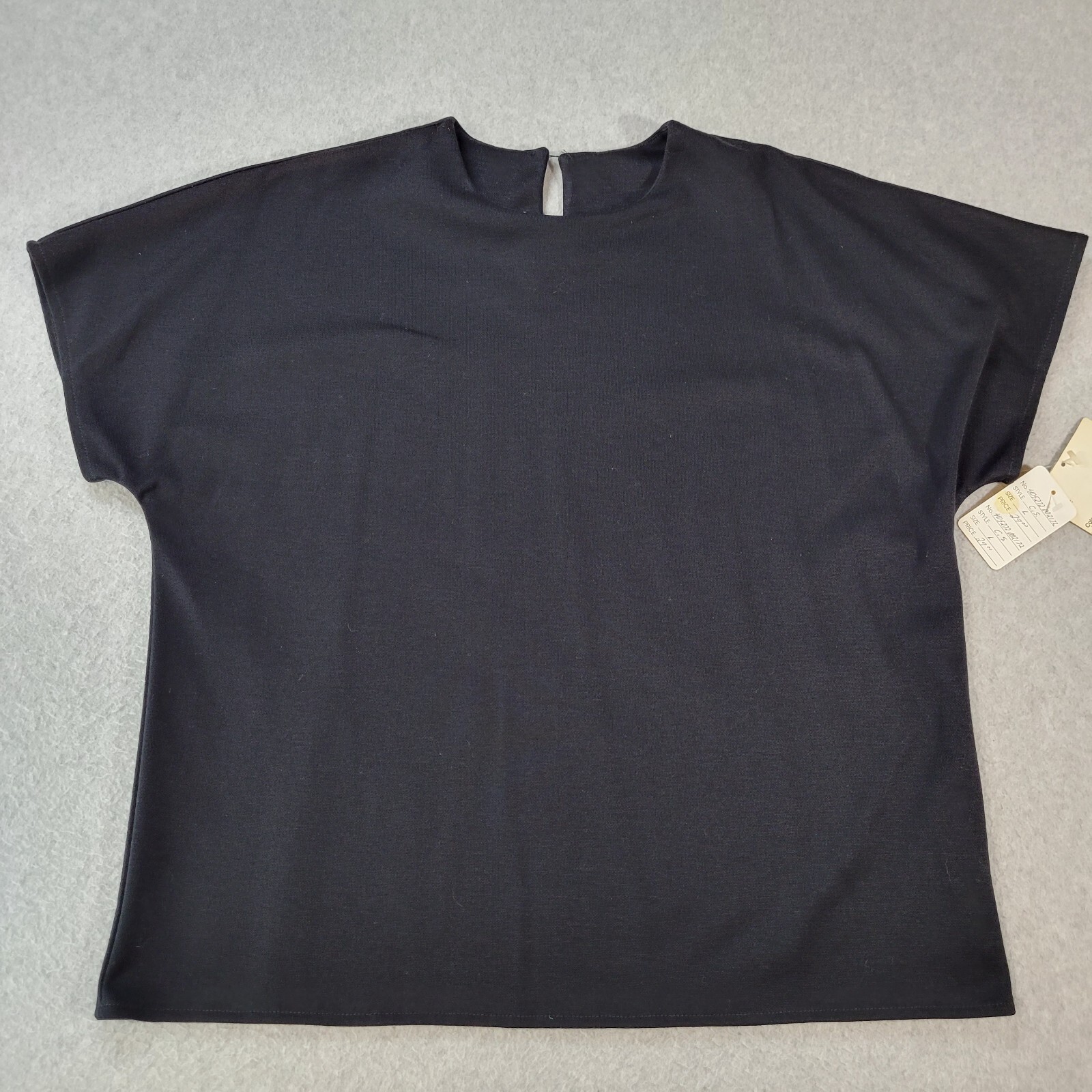 Vintage Claudia Sloan Shirt Black Pullover Cap Sleeve Blouse Top Womens L NWT